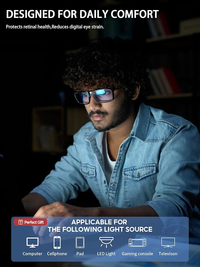 VMJFBJ Blue Light Glasses For Women/Men Computer Reading Gaming Improve Sleep - Image 9
