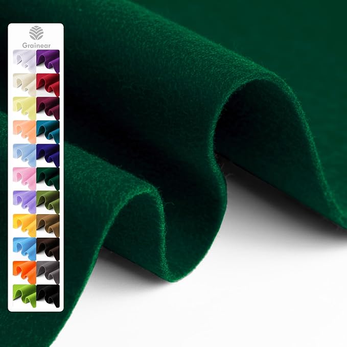 Hunter Green Soft Felt Fabric Sheet 36" x 36", 1.6mm Thick, Premium Craft Felt by Grainear