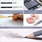 HNIHUY Professional Sketch Pencils Set, Graphite Pencils, Erasers and Sharpener - Image 4