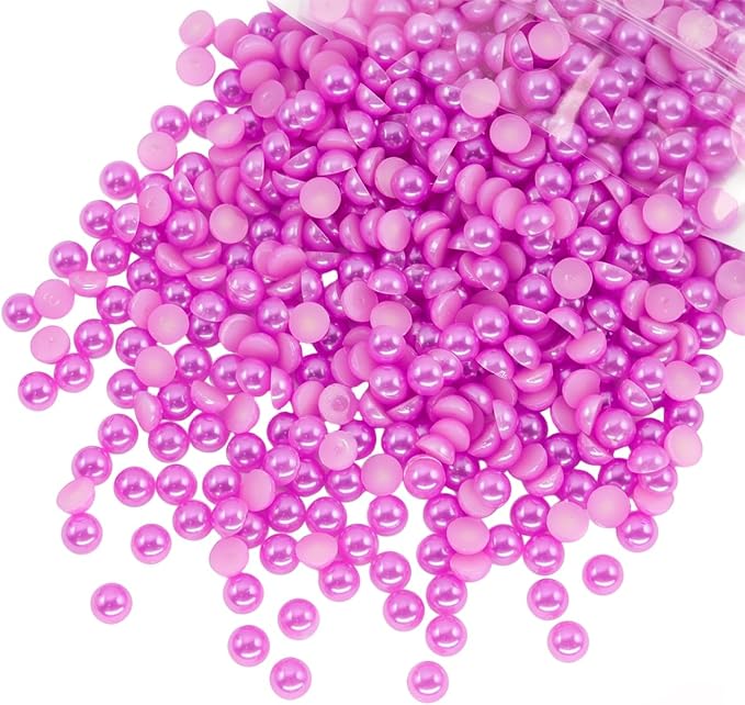 qiipii 1650PCS 5mm Rose Red Half Round Pearls Bulk by qiipii