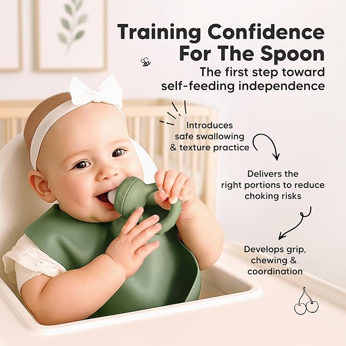 KeaBabies Baby Fruit Feeder 2pk - Silicone Baby Food Feeder for Babies 6-12 Months, Breast Milk Popsicle for Teething, Weaning, Freeze Frozen Solid Food, BPA-Free Infant Feeding Essential (Soft Fern)