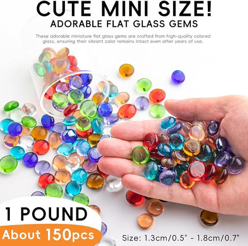 1 LB Mix Color Glass Beads, Mini Flat Glass Marbles~150PCS - Image 2