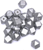 Silver Geometric Wooden Beads 20mm Polygon Wooden Spacer Beads - Image 6