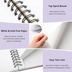 WINNER 9" x 12" Sketch Book 4 Pack, 400 Sheets Spiral Bound Art Sketchbook - Image 3