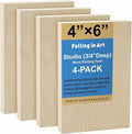 Falling in Art 4 Pack 4x6’’ Unfinished Birch Wood Panels Kit by FallinginArt