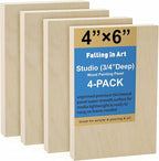 Falling in Art 4 Pack 4x6’’ Unfinished Birch Wood Panels Kit by FallinginArt