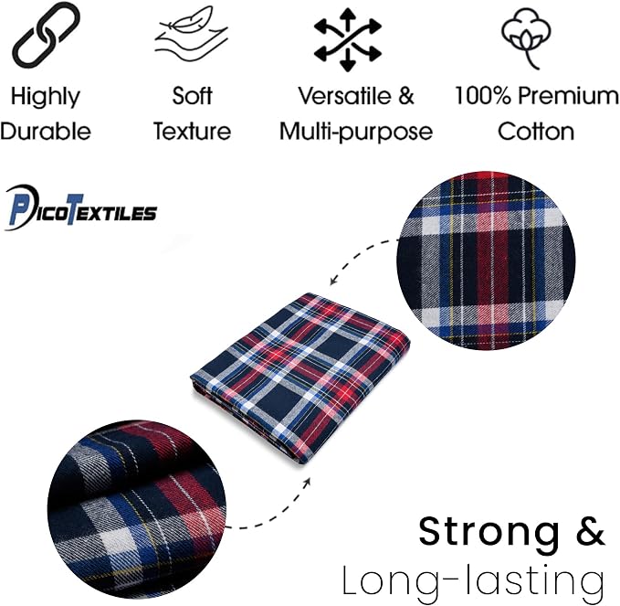 Pico Textiles 3 Yards Bolt Navy Blue and Red Tartan Plaid Flannel Fabric - Image 4