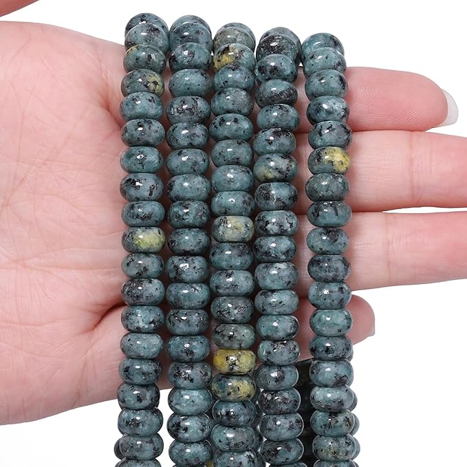 Songxi 5x8mm Natural Grey Sesame Jasper Stone Rondelle Beads, Gemstone by SongXi