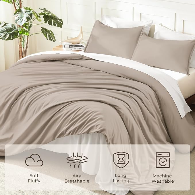 Litanika Light Coffee Oversized King Comforters Super King Size, 3 Pieces - Image 3