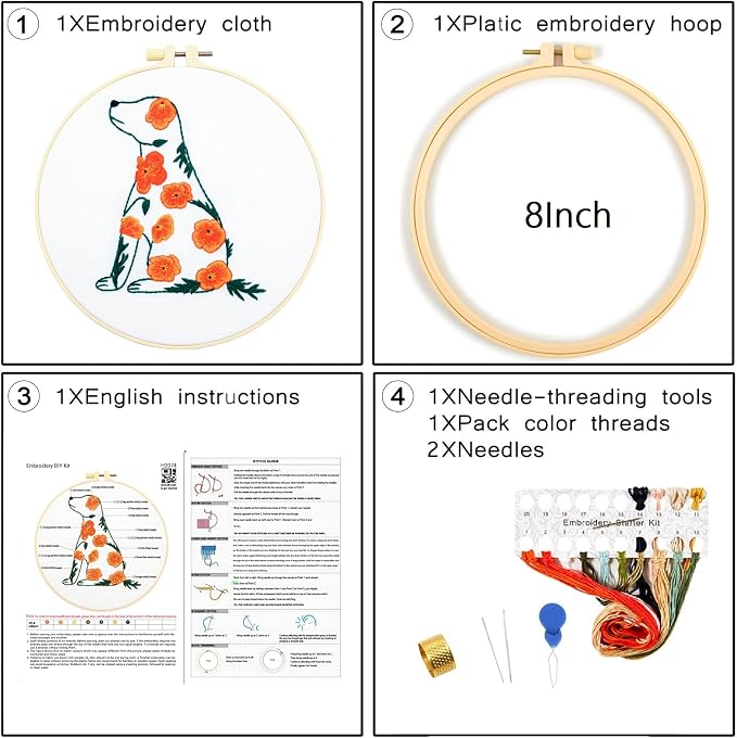 Crafmanoe Flowers Dog Embroidery Kits - Image 5