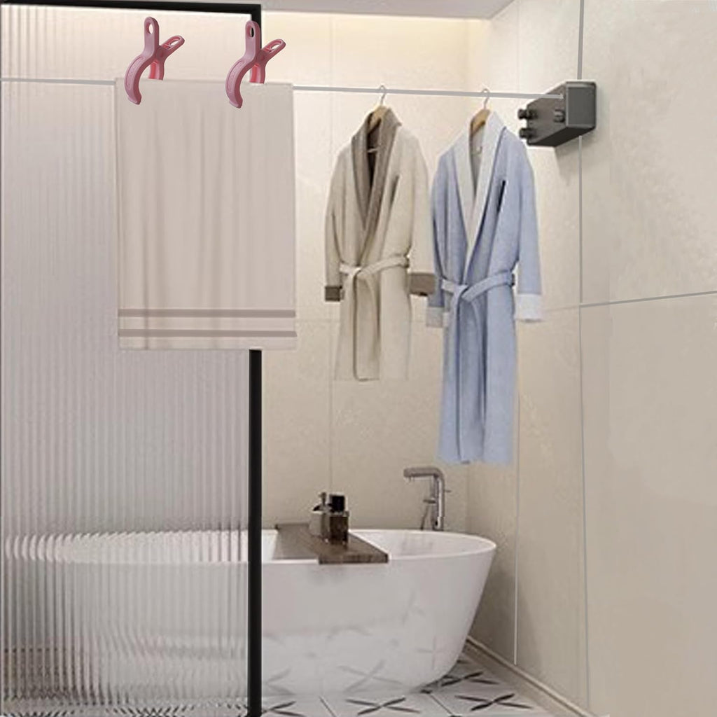 Plastic Clothes Pins Spring Clips Heavy Duty Laundry Clothespins Beach Towel Clips Clothes Pins Air-Drying Clothing Pin ，Set of 8 (Pink)