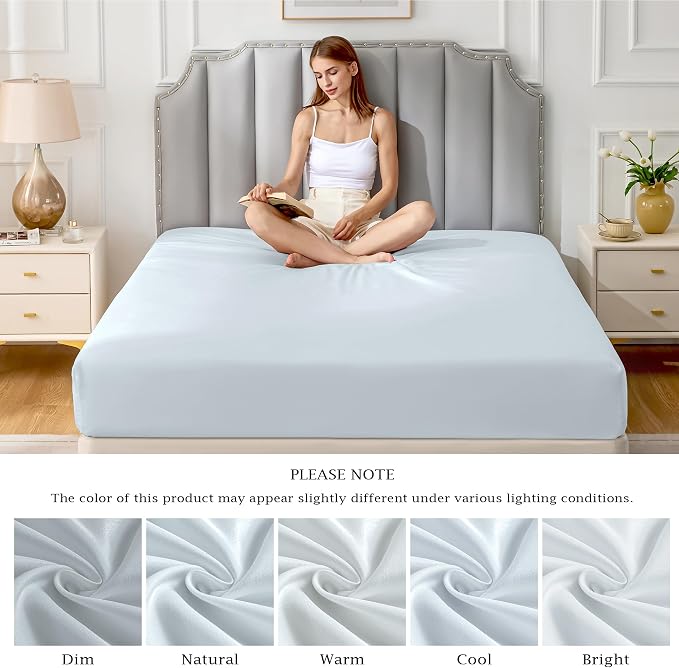 FreshCulture Pure Cotton Fitted Sheets Twin XL Size, 300 Thread Count Percale - Image 7