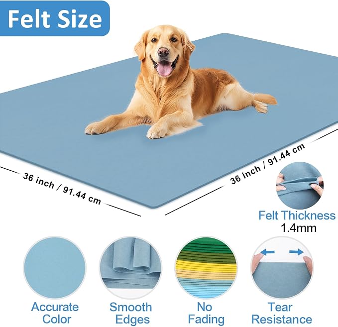 XSEINO Dusty Blue Large Felt Fabric 36" X 36 ", 1.4 mm Thick Soft Felt Fabric - Image 2