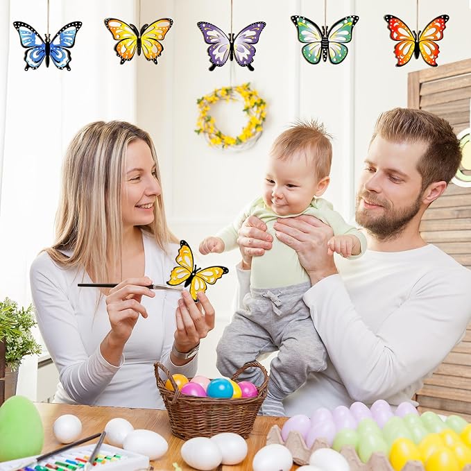 36PCS Wooden Hollow Butterfly Ornaments to Paint, 6 Styles DIY Blank Unfinished - Image 6