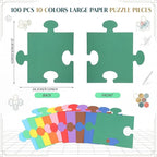 Glenmal 100 Pcs Large Blank Puzzle Pieces Oversize Blank Papers Puzzle Pieces - Image 2