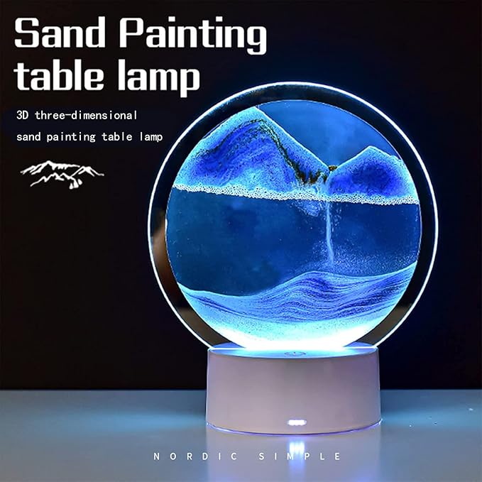 rysnwsu Moving Sand Art Picture Round Glass 3D Deep Sea Sandscape in Motion - Image 3