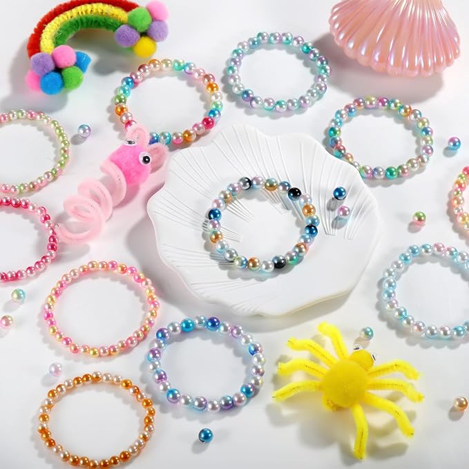 Funtopia Pearl Beads for Bracelets, 6mm 8mm Colorful Round Beads for Jewelry - Image 3