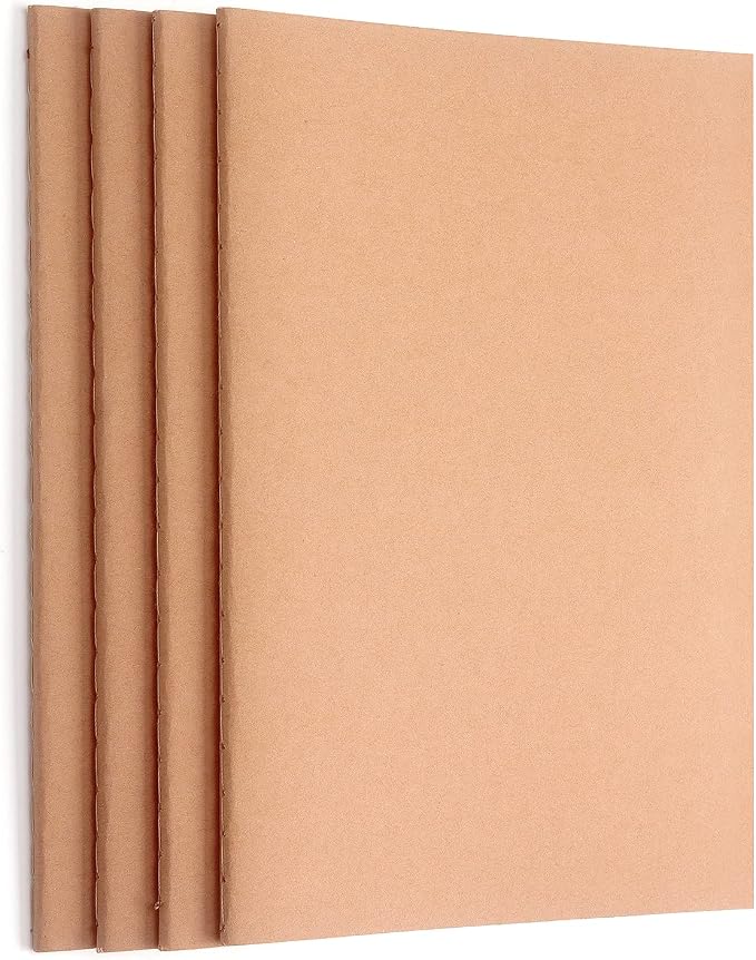 ZZTX 4 Pack Blank Kraft Notebooks A5, 36 Pages, 8.3 X 5.5 Inch | Kraft cover by ZZTX