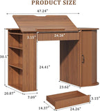 Drafting Table with Storage Cabinet & Drawers, Adjustable Drawing Table with - Image 2