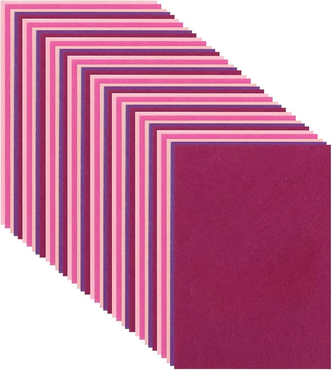 40 Pcs Stiff Felt Fabric Sheet for Crafts, 1mm Thick and 8”x12”Pink Series Felt by Tiparts