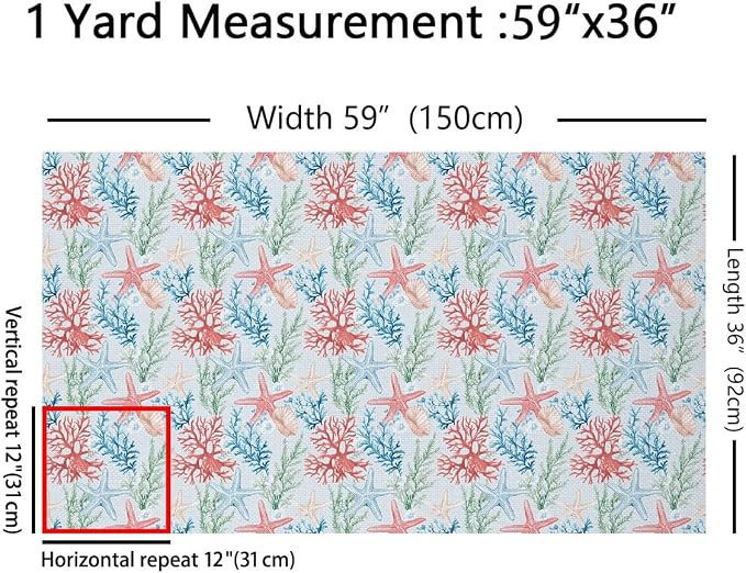 Starfish Fabric by The Yard, Underwater Watercolor Coral Seaweed Soft Flannel - Image 2