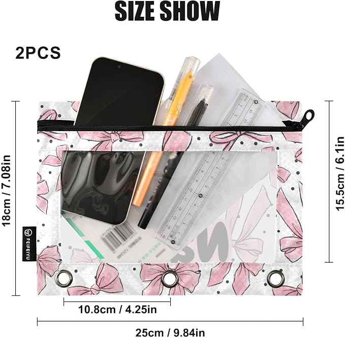 Custom Cute Bows Pink Pencil Pouch - Image 3