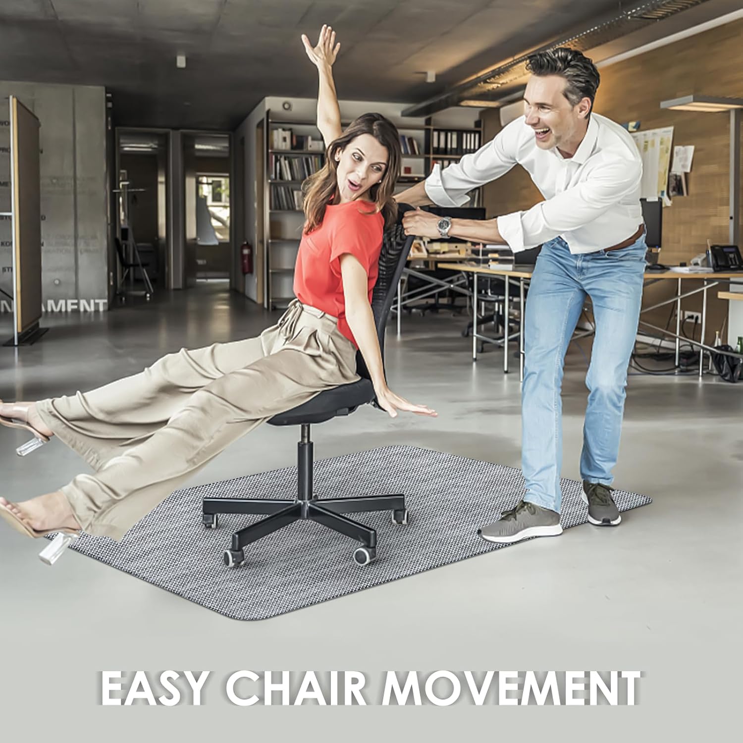 Kuyal Office Chair Mat for Hardwood Floor, 44" x58" Heavy Duty Desk Chair Mat for Office & Home, Anti Slip, Non-Curve Computer Chair Protector Mat, Light Gray