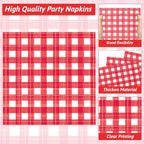 Naozinebi 200pcs Red and White Plates Napkins Checkered Plaid Paper Tableware - Image 4
