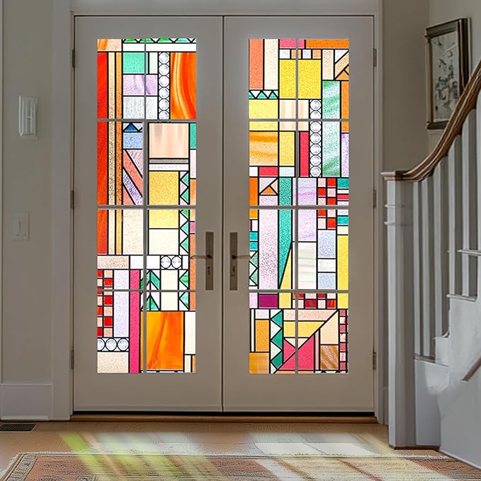 OHTMERU 3D Stained Glass Window Privacy Film, Heat Control UV Blocking Static by OHTMERU