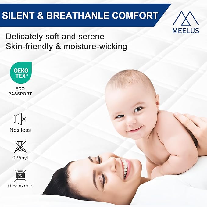 MEELUS Padded Queen Mattress Protector, Breathable Waterproof Mattress Pad - Image 4