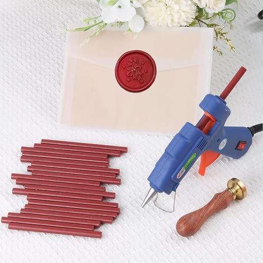Vintage Red Sealing Wax Sticks, WASOHLING 20Pcs Glue Gun Wax Seal Sticks - Image 3