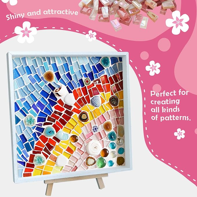 LITMIND 1.1LB Pink Mixed Irregular Glass Scraps Mosaic Tiles - Image 3