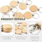 AUEAR, Blank Wooden Key Chain Wood Keychain Key Ring Key Tags Personalized EDC - Image 3