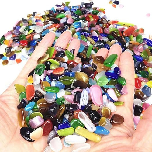 1 Lb Decorative Crystal Pebbles Irregular Shaped Colorful Opal Stones Cat's Eye by SEEKUP