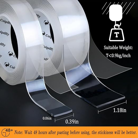 Double Sided Tape Heavy Duty for Wall Decor No Damage to Paint, Nano Two Sided - Image 2