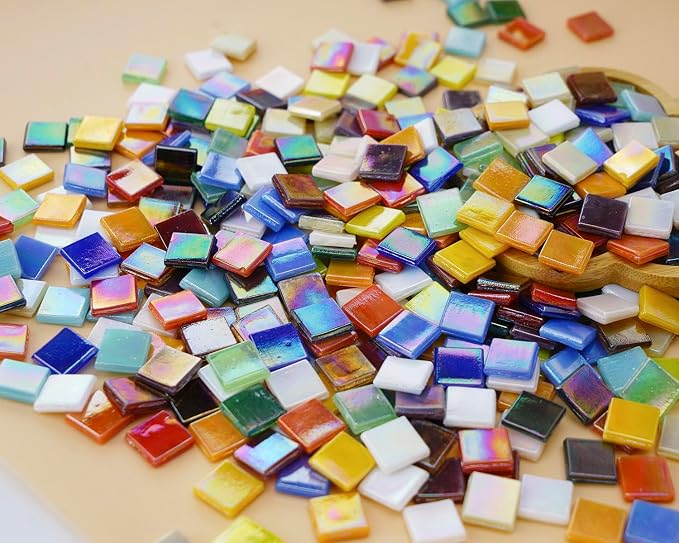 Lanyani 1.2Pounds/300 Pieces Iridescent Glass Mosaic Tiles Bulk - Image 7