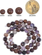 60pcs Round Loose Purple&Coffee Fire Agate Beads - Image 2