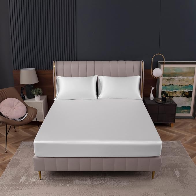 Homiest White Satin Fitted Sheet - Image 2
