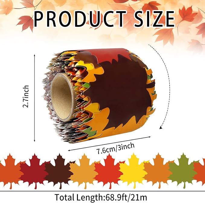 69 Ft Fall Bulletin Board Decorations Maple Leaves Shape Die-Cut Bulletin Board - Image 2