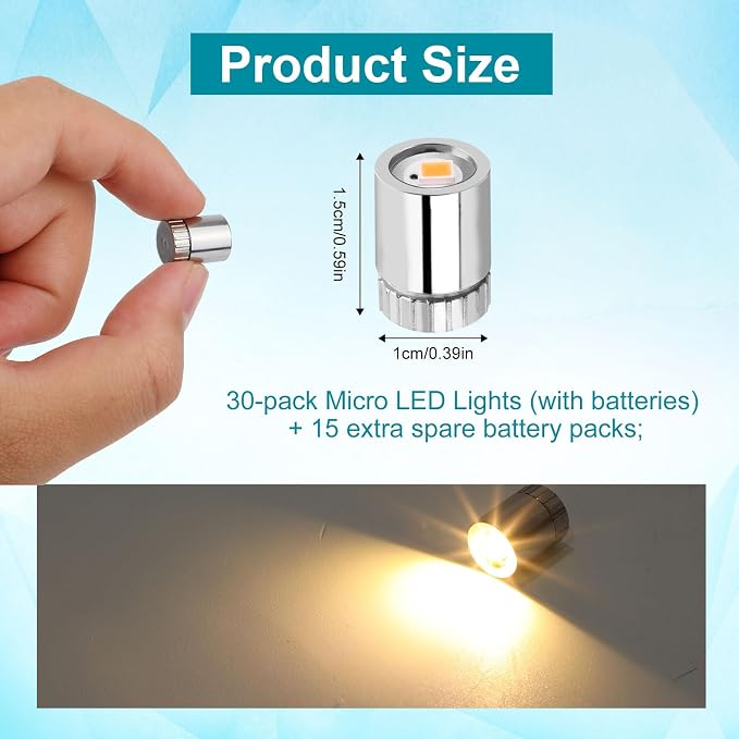 20pcs Miniature LED Lights, Warm White Micro LED Lights - Image 2