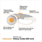 Fiskars 60mm Rotary Cutter for Fabric - Image 2