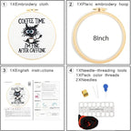 Cute Cat Embroidery Kits for Beginners Adults, Coffee Hand Embroidery Starter - Image 6