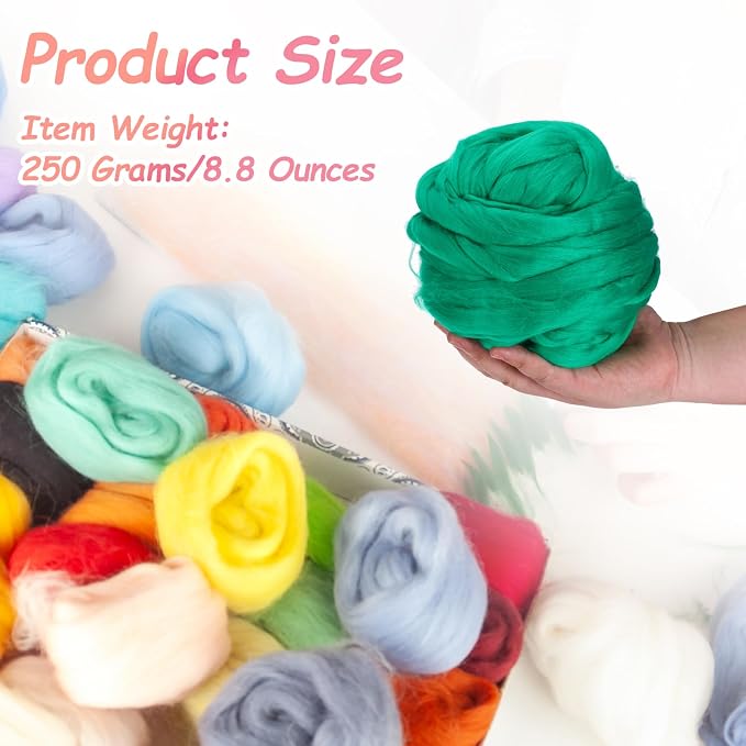 PATIKIL Wool Roving Yarn, 250G/8.8OZ Felting Wool Pure Roving Yarn - Image 2