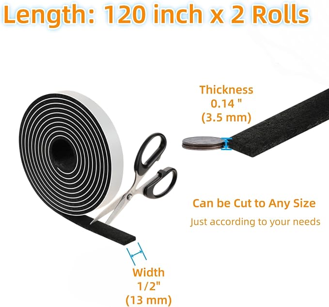 Furnigear Felt Strips with Adhesive Backing Heavy Duty Cuttable Felt Tape Roll - Image 2