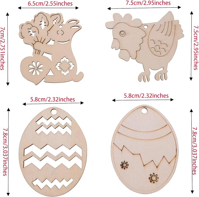 60PCS Unfinished Wood Animal Cutouts - Image 3
