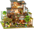 DIY Miniature House Kit with LED Lights, Bamboo Spring Courtyard Wooden Mini by LogicTwist