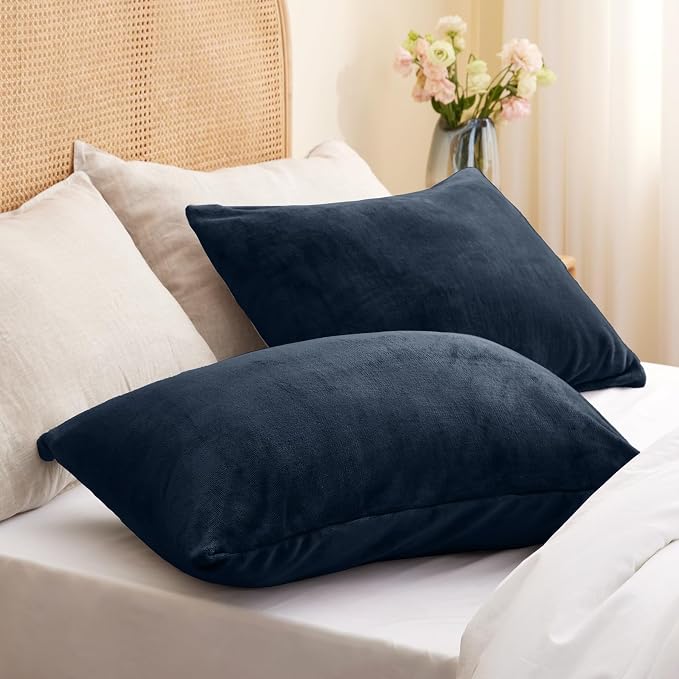 BEDELITE Flannel Pillow Cases Queen Size Set of 2, Super Soft Fleece Pillowcases - Image 2