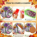LWZAYS 8 PCS Fall Pumpkin Diamond Art Coaster Kits - Image 5