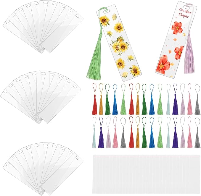 90Pcs Acrylic Bookmark Blanks Kit-30 Set Clear Acrylic Bookmarks 6" x 1.6" by Unknown