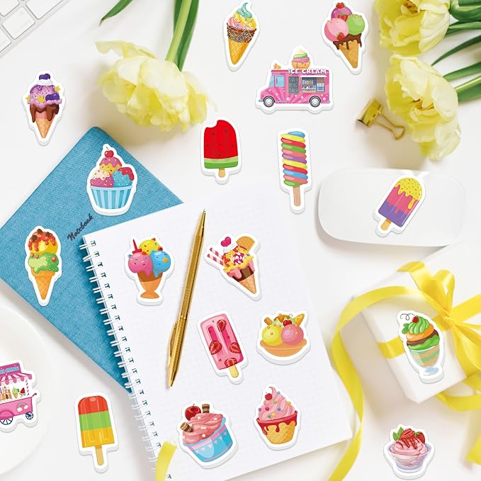 300Pcs Summer Ice Cream Foam Stickers, Colorful Self-Adhesive Ice Cream - Image 2